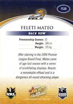 2008 Select NRL Champions - Gold Foil Signatures #FS30 Feleti Mateo Back